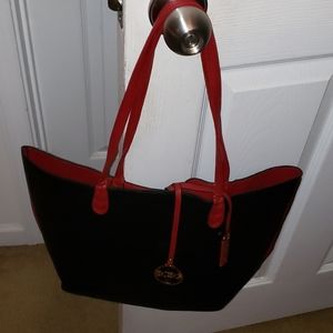 BCBG red/black reversible tote bag